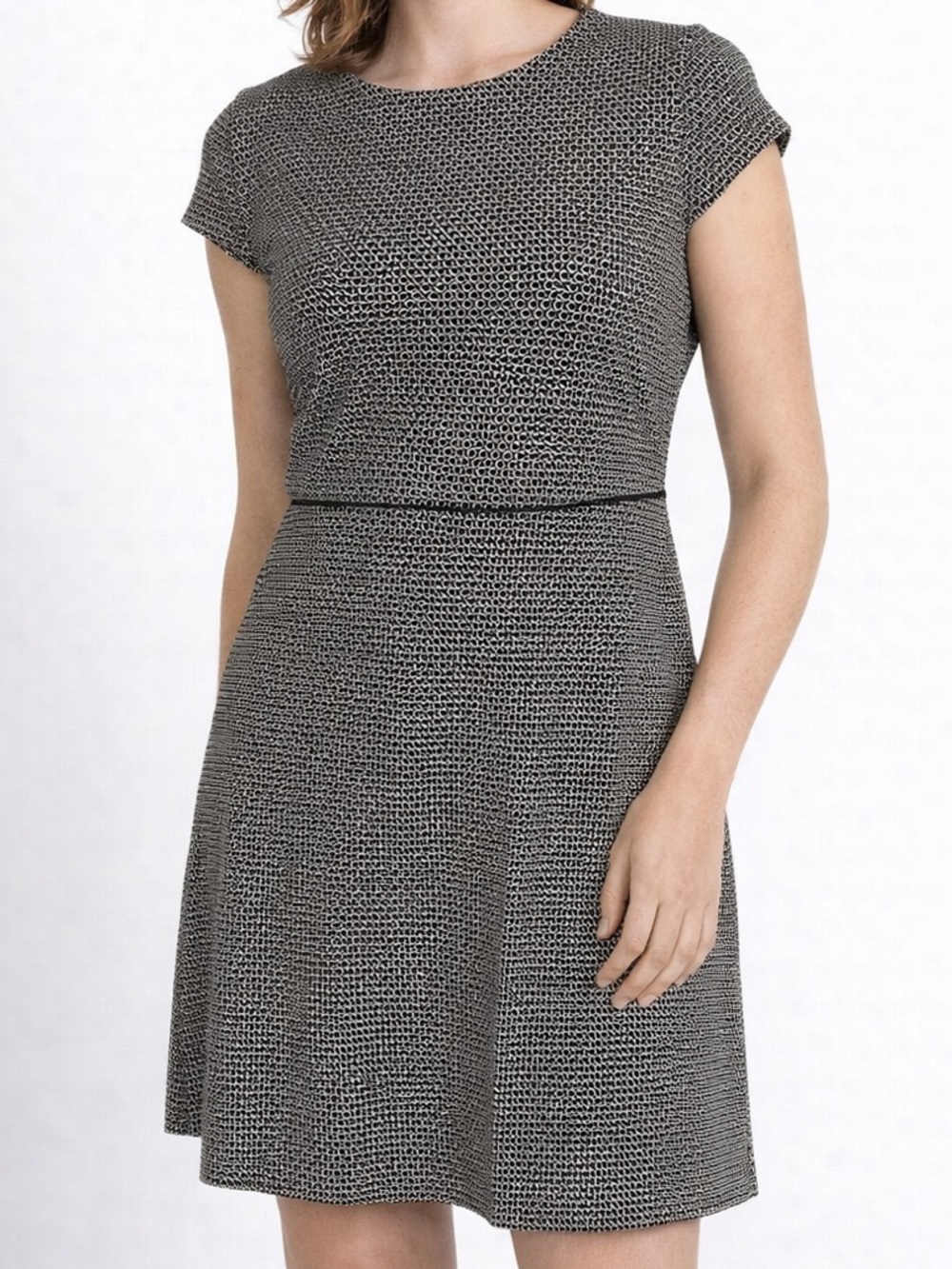 Amanda + Chelsea Geometric Print Dress Size 2 - Elegant Cap Sleeve Fit & Flare